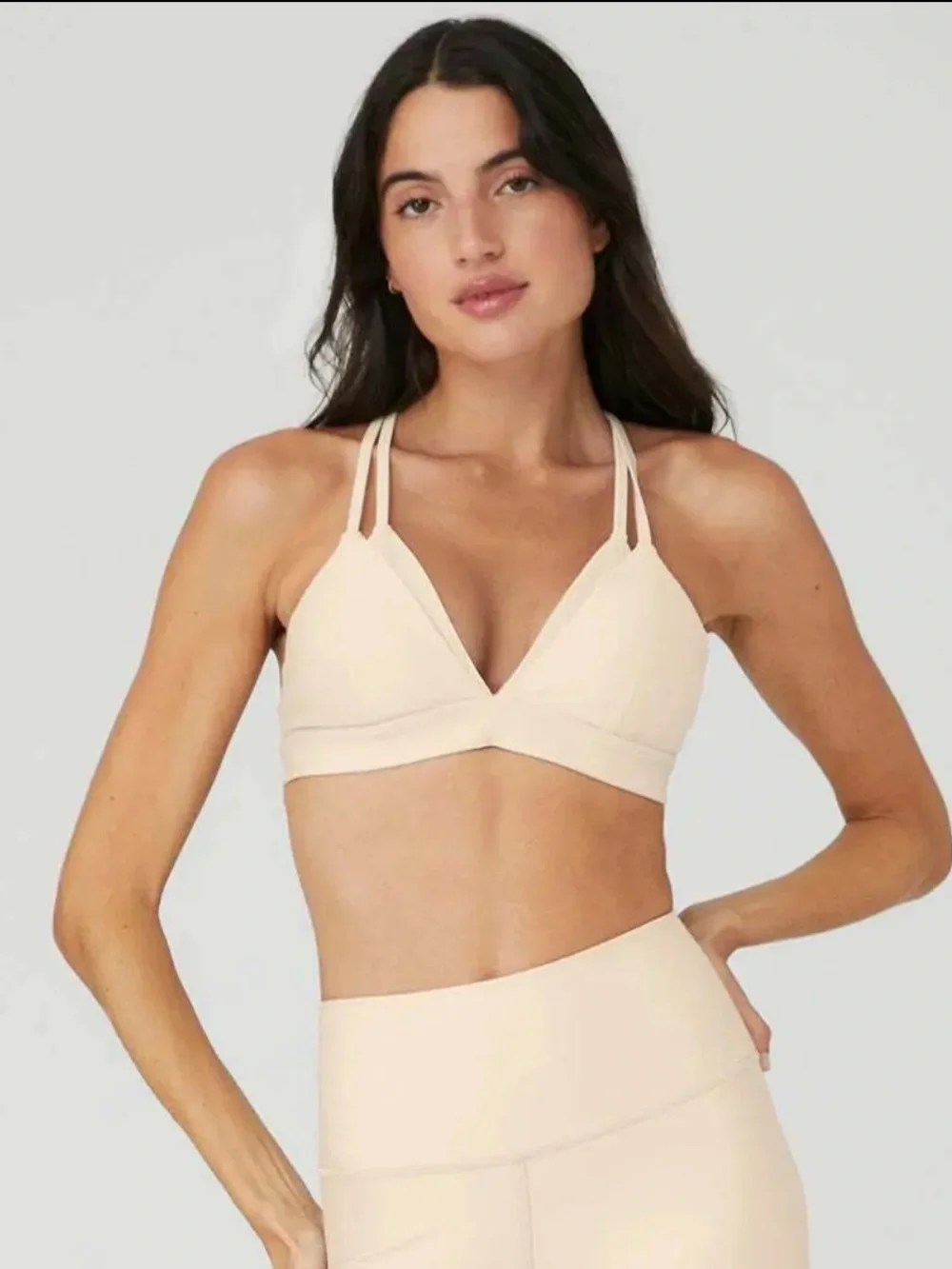ALO Yoga Macadamia color (Nude) Airlift NWT Layer Up Sports Bra Racerback Sz XS